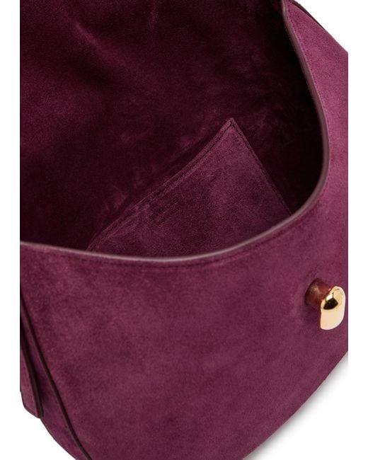 SAVETTE Purple Tondo Small Suede Shoulder Bag