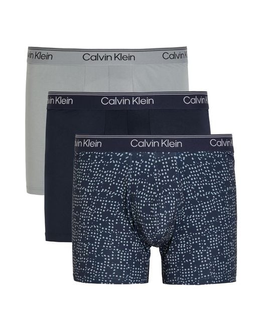Calvin Klein Blue Brushed Stretch-Microfibre Trunks for men