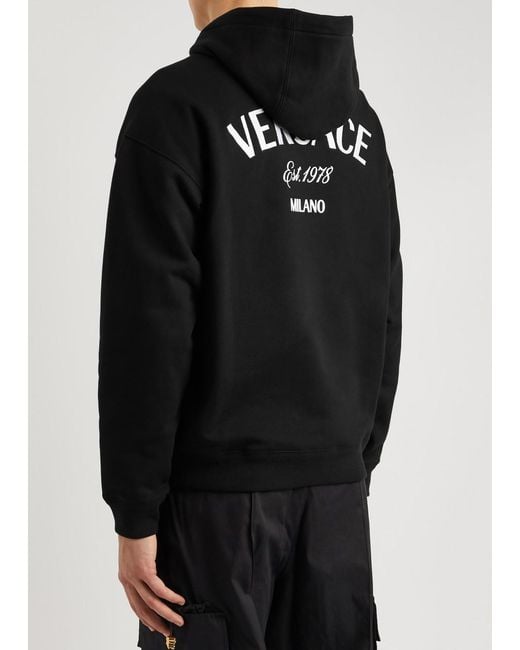 Versace Black Logo Hooded Cotton Sweatshirt for men