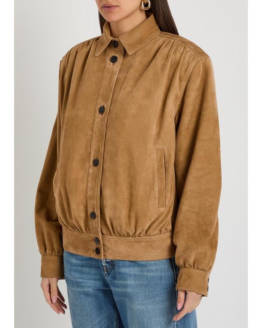 Saint Laurent Brown Gathered Suede Jacket