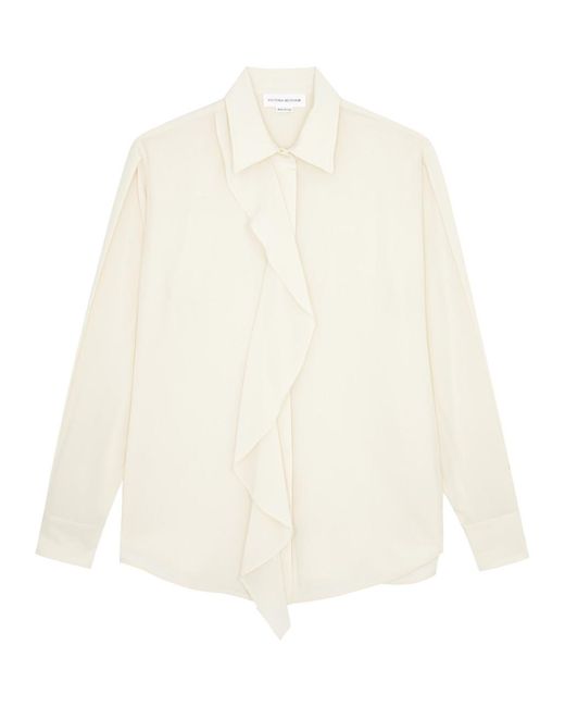 Victoria Beckham White Ruffled Silk Shirt