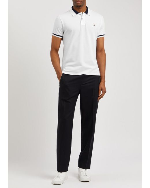 Vivienne Westwood White Logo Piqué Cotton Polo Shirt for men