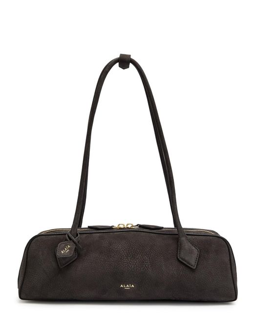 Alaïa Black Le Teckel Medium Suede Shoulder Bag