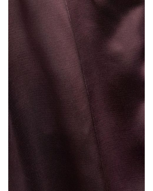 Tory Burch Purple Pintuck Wide-Leg Satin Trousers
