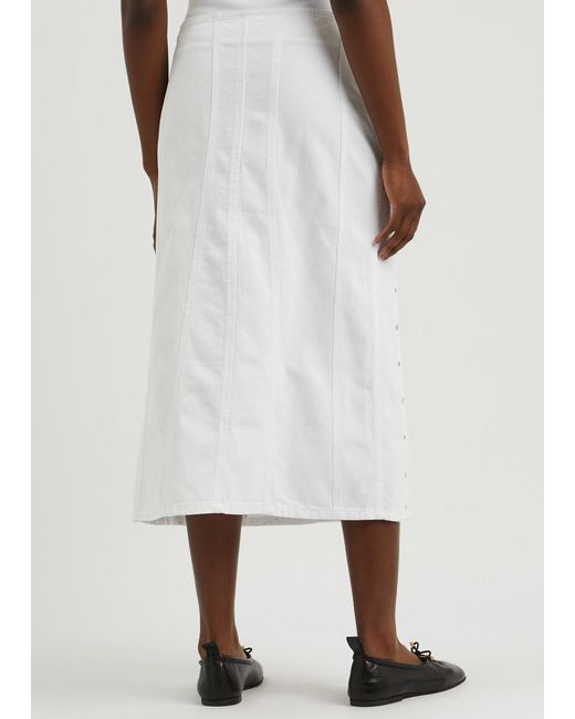 GIMAGUAS White Berta Studded Denim Midi Skirt