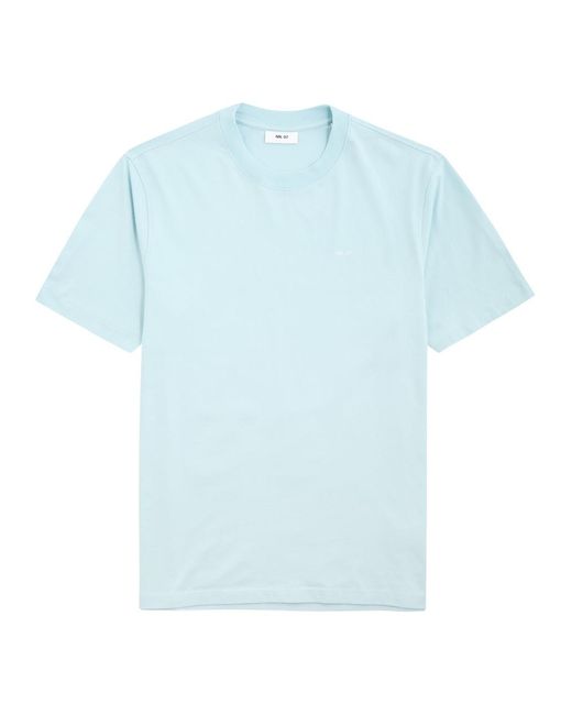 NN07 Blue Adam Logo Cotton T-Shirt for men
