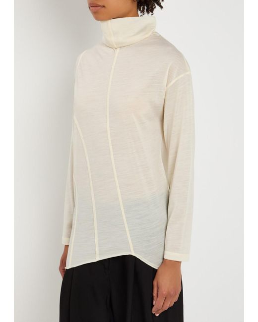 High White Spot On Asymmetric Wool-Jersey Top