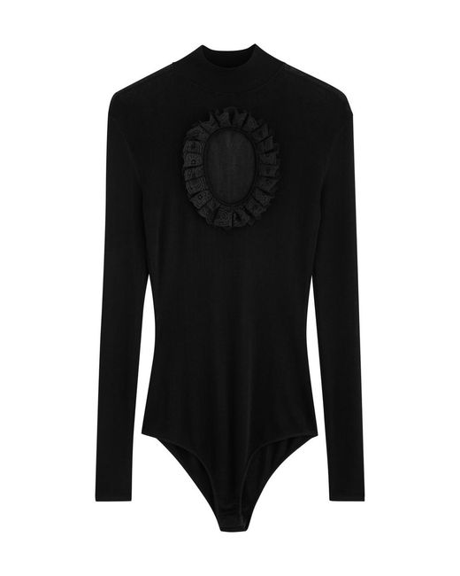Self-Portrait Black X Christopher Kane Cut-Out Fine-Knit Bodysuit