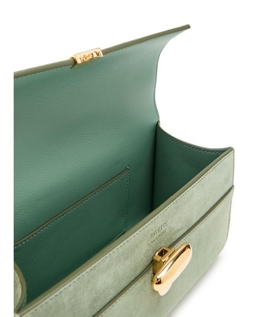 SAVETTE Green Symmetry Suede Pochette
