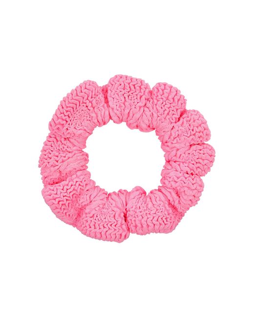 Hunza G Pink Neon Seersucker Scrunchie