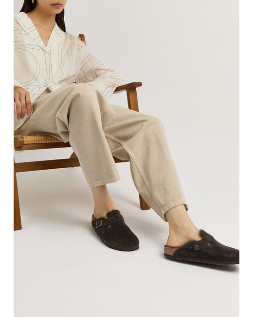 Birkenstock Brown Boston Shearling-Lined Suede Clogs