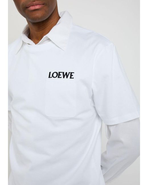 Loewe White Logo-Embroidered Stretch-Cotton T-Shirt for men