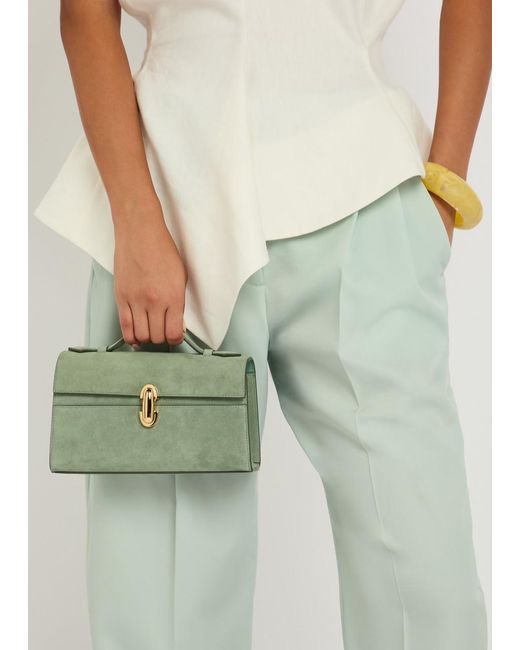 SAVETTE Green Symmetry Suede Pochette