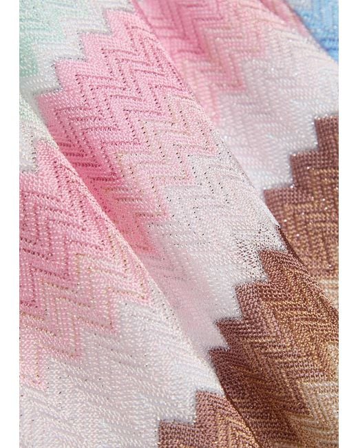Missoni White Zigzag Metallic-Knit Swimsuit