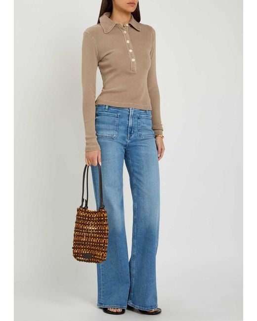 Citizens of Humanity Natural Brea 60S Ribbed Stretch-Knit Polo Top