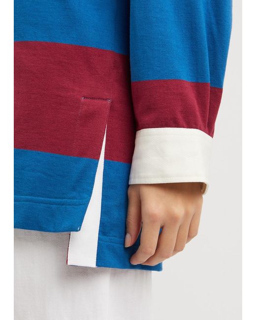 Dries Van Noten Blue Chu Striped Cotton-Blend Polo Shirt