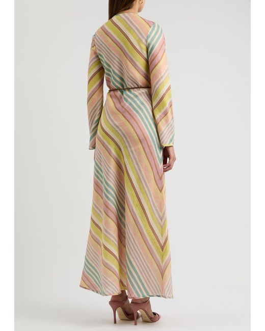Zimmermann Natural Halliday Striped Linen Maxi Dress
