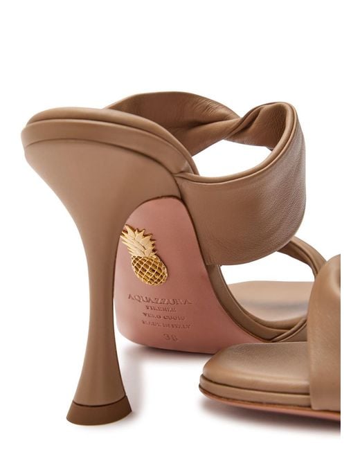 Aquazzura Natural Twist 95 Almond Leather Sandals, Sandals Size 3