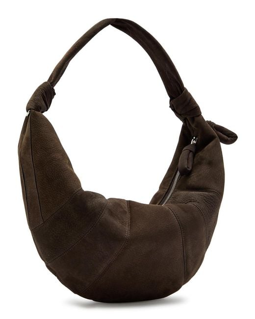 Lemaire Brown Fortune Croissant Suede Shoulder Bag