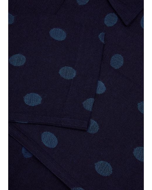 YMC Blue Pj Polka-dot Cotton-blend Overshirt for men