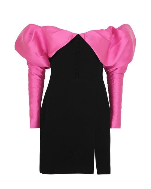 Nafsika Skourti Pink Opera Off-The-Shoulder Mini Dress