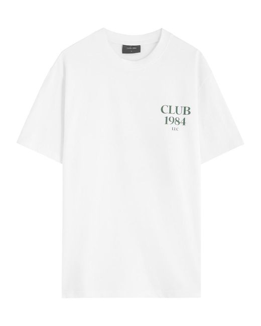 Club 1984 White Racing Team Printed Cotton T-Shirt for men