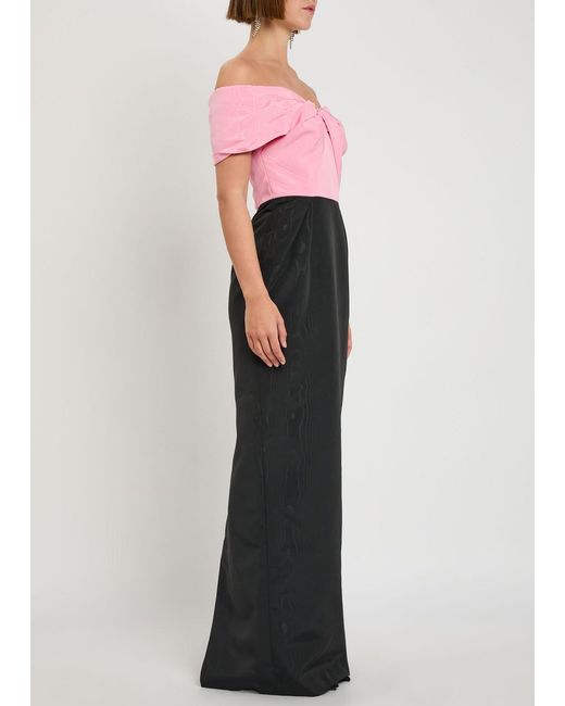 Rebecca Vallance Black Amaro Off-The-Shoulder Taffeta Maxi Dress