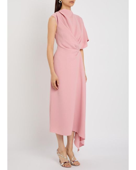Roksanda Pink Elva Gathered Crepe Midi Dress
