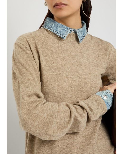 Acne White Layered Denim Shirt Wool Jumper