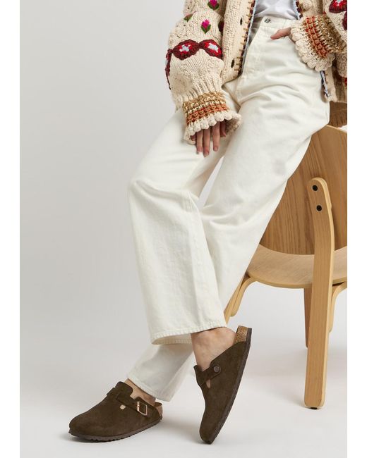 Birkenstock Brown Boston Suede Clogs