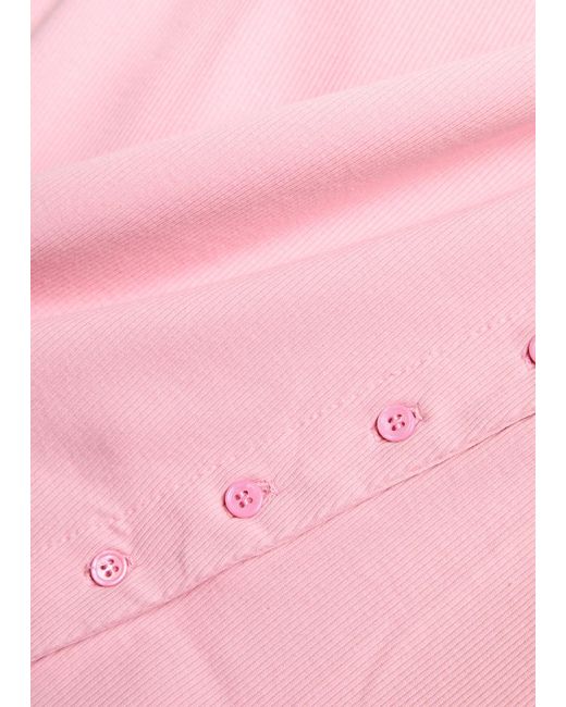 Reformation Pink Hudson Ribbed Asymmetric Stretch-Cotton Top