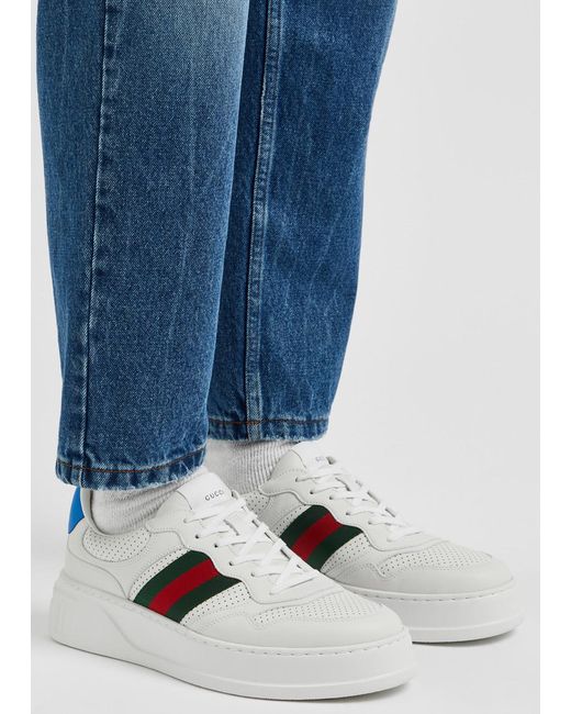 Gucci White Chunky B Leather Sneakers for men
