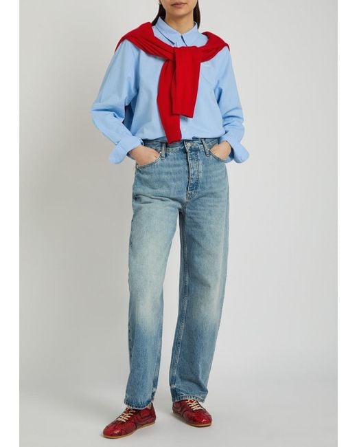 Mother Blue The Bestie Logo-Embroidered Cotton Shirt