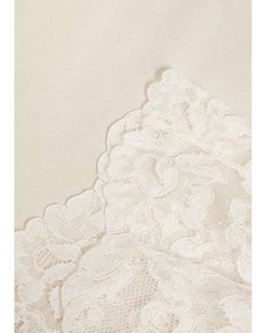 Maria McManus Natural Lace-Hem Satin-Twill Midi Skirt