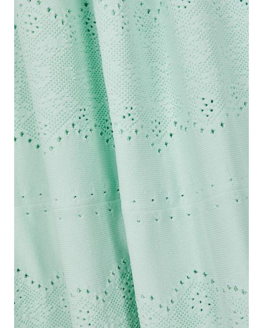 Needle & Thread Green Pointelle-Knit Midi Dress