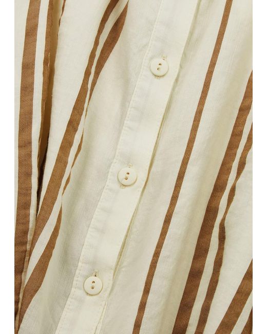 Bella Dahl Natural Striped Linen-Blend Blouse