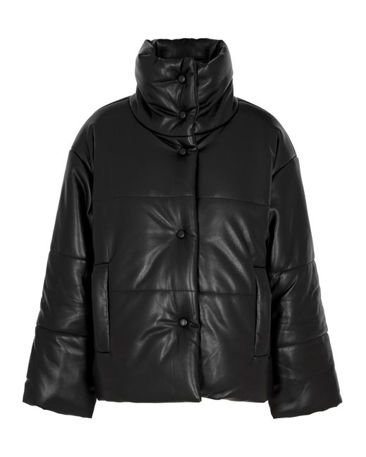 Nanushka Black Hide Quilted Faux Leather Jacket