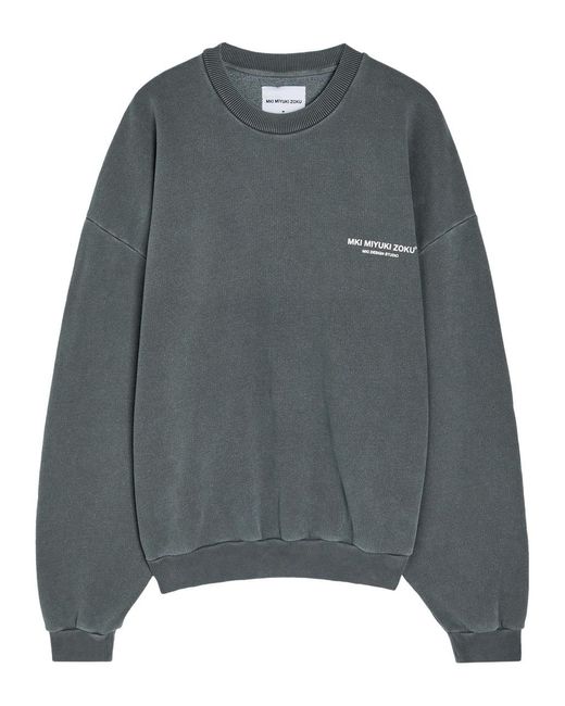 MKI Miyuki-Zoku Gray Design Studio Logo-Print Cotton-Blend Sweatshirt for men