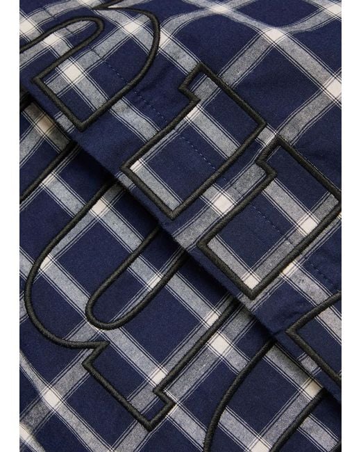 Rhude Blue Center Logo Button Up Shirt for men