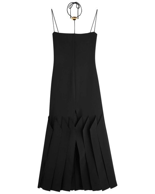 A.W.A.K.E. MODE Black Lip Chocker Crepe Midi Dress