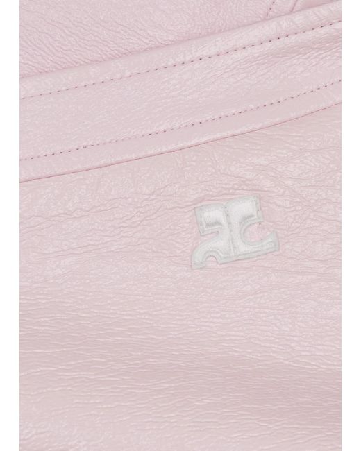 Courreges Pink Crinkled Vinyl Mini Skirt