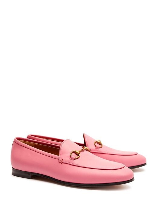 Gucci Pink Jordaan Horsebit Leather Loafers