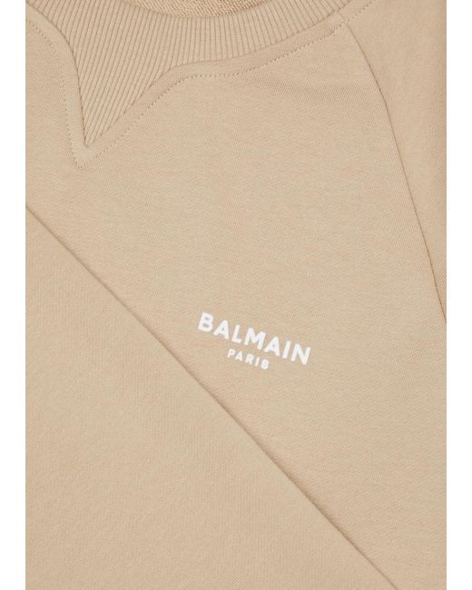 Balmain Natural Logo Cotton Sweatshirt for men