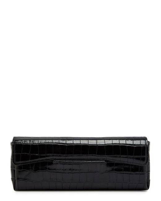 Totême Black Crocodile-Effect Leather Clutch