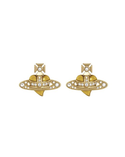 Vivienne Westwood Metallic New Diamante Heart Stud Earrings
