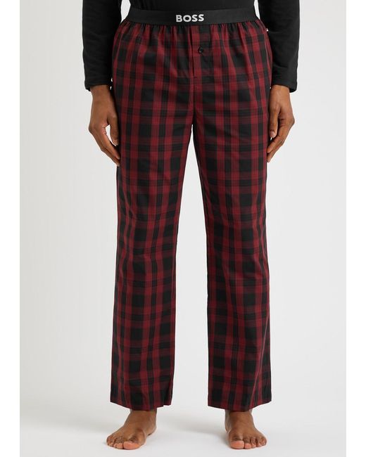 Boss Black Checked Stretch-Cotton Pyjama Set for men