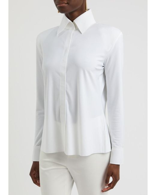 Norma Kamali White Stretch-Jersey Shirt