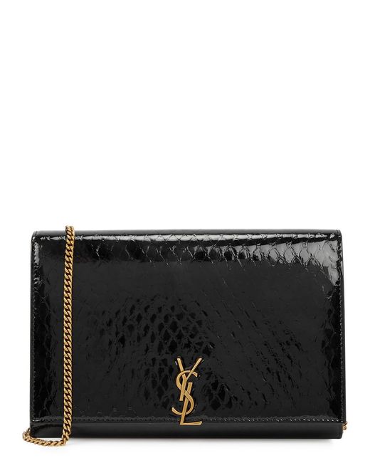 Saint Laurent Black Python-effect Leather Wallet-on-chain
