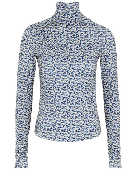 Isabel Marant Blue Lou Printed Stretch-Jersey Top