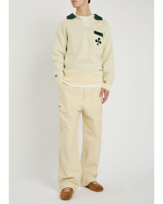 Malbon Natural Braxton Logo-Embroidered Cotton Trousers for men